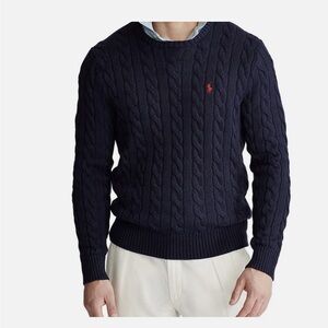 Polo Ralph Lauren Cotton Cable Knit Sweater Navy Blue XL